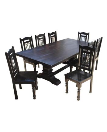 Handmade Rustic Solid Reclaimed Wooden Dining Table and Chair Set