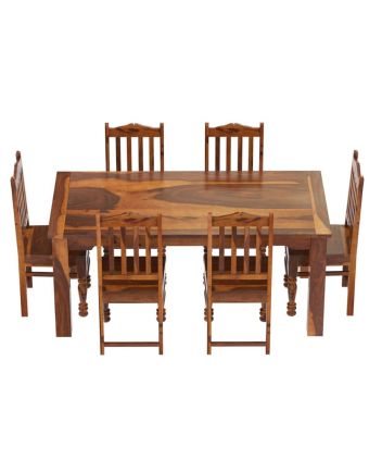 Handmade Rustic Solid Reclaimed Wooden Dining Table and Chair Set