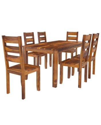 Handmade Rustic Solid Reclaimed Wooden Dining Table and Chair Set