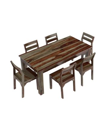Handmade Rustic Solid Reclaimed Wooden Dining Table and Chair Set