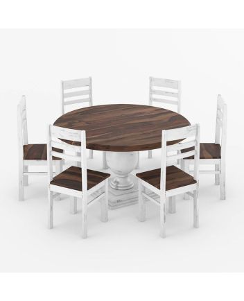 Handmade Rustic Solid Reclaimed Wooden Dining Table and Chair Set