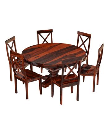 Handmade Rustic Solid Reclaimed Wooden Dining Table and Chair Set