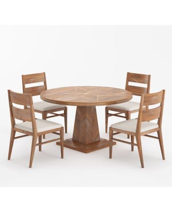 Handmade Rustic Solid Reclaimed Wooden Dining Table and Chair Set