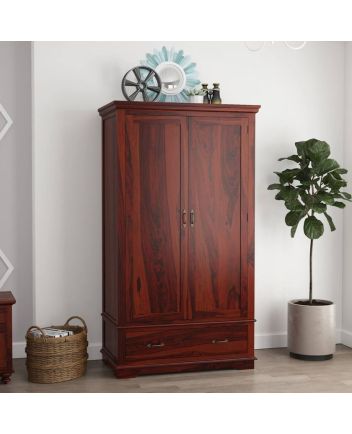 Handmade Modesto Rustic Wood Large Wardrobe Almirah With Shelves And Drawer  Furniture