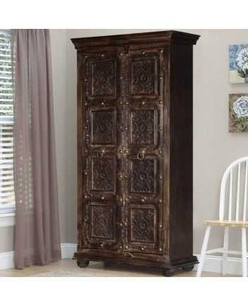 Handmade Chartres Gothic Traditional Solid Wood 4 Tier Armoire Furniture