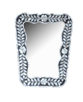 Handmade Mother of Pearl Floral Pattern Mirror Frame