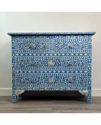 Handmade Mother of Pearl Floral Pattern Sideboard