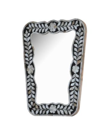 Handmade Mother of Pearl Floral Pattern Mirror Frame