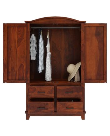 Handmade Nevada Traditional Solid Wood Large Wardrobe Almirah with Drawers  Furniture