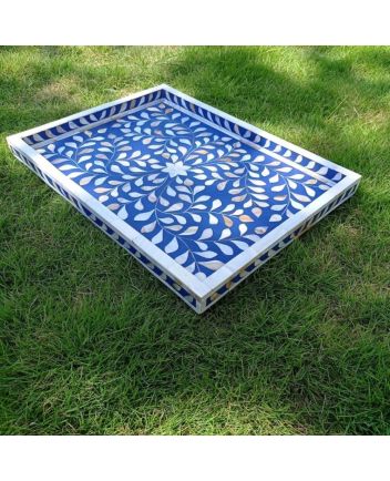 Handmade Mother of Pearl Floral Pattern Serving Tray