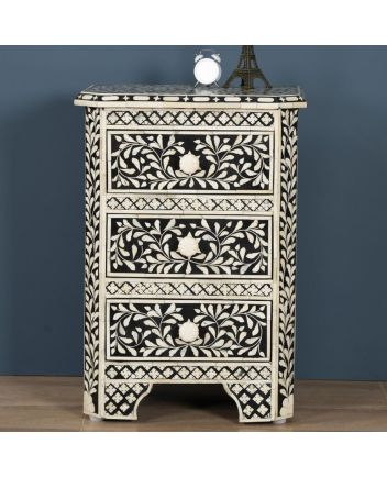 Handmade Bone Inlay Floral Pattern Bedside Furniture