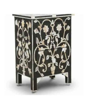 Handmade Bone Inlay Floral Pattern Bedside Furniture