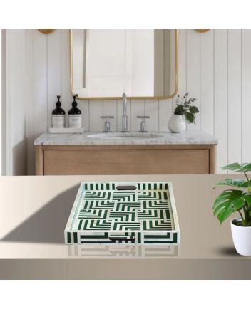 Handmade Bone Inlay Modern Pattern Serving Tray