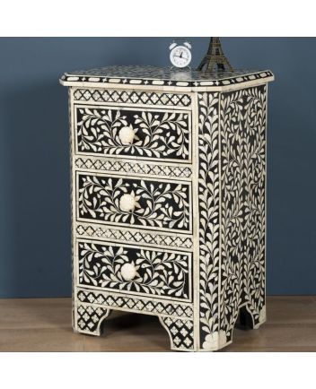 Handmade Bone Inlay Floral Pattern Bedside Furniture