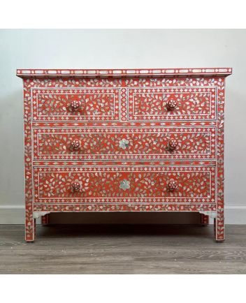 Handmade Mother of Pearl Floral Pattern Sideboard