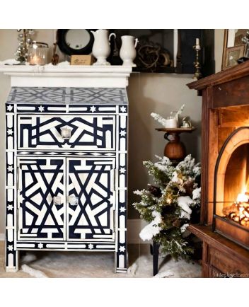 Handmade Bone Inlay Bedside Furniture