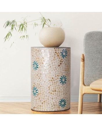 Handmade Mother of Pearl Modern Pattern End Table