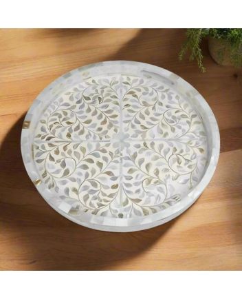 Handmade Mother of Pearl Floral Pattern Serving Tray