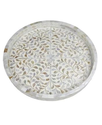 Handmade Mother of Pearl Floral Pattern Serving Tray