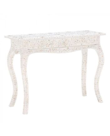 Handmade Mother of Pearl Floral Pattern Console Table