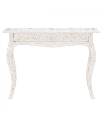 Handmade Mother of Pearl Floral Pattern Console Table