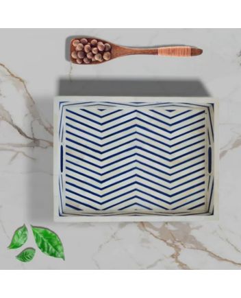 Handmade Bone Inlay Zig-Zag Pattern Serving Tray