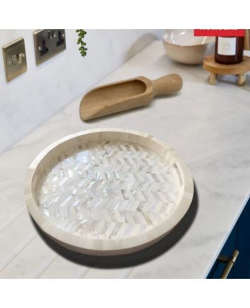 Handmade Mother of Pearl Floral Pattern Serving Tray