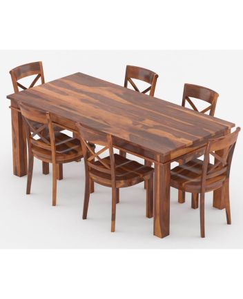 Handmade Rustic Solid Reclaimed Wooden Dining Table and Chair Set