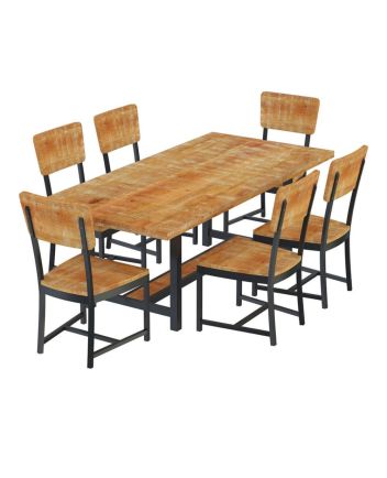 Handmade Rustic Solid Reclaimed Wooden Dining Table and Chair Set