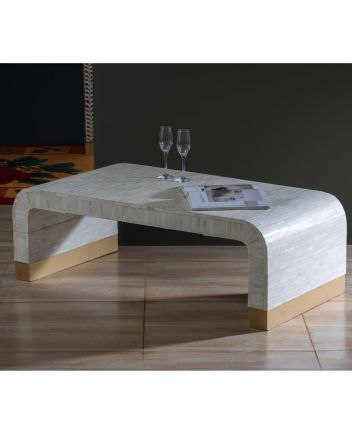 Handmade Bone Inlay Waterfall Pattern Coffee Table