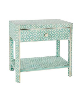 Handmade Bone Inlay Geometric Pattern Bedside Furniture