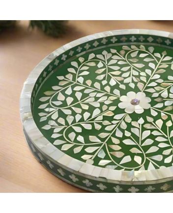 Handmade Mother of Pearl Floral Pattern Serving Tray