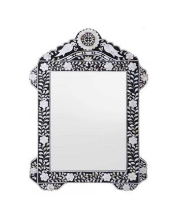 Handmade Mother of Pearl Floral Pattern Mirror Frame