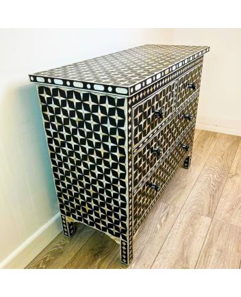 Handmade Mother of Pearl Geometric Pattern Sideboard