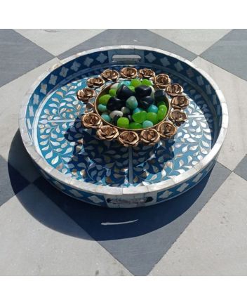 Handmade Mother of Pearl Floral Pattern Serving Tray