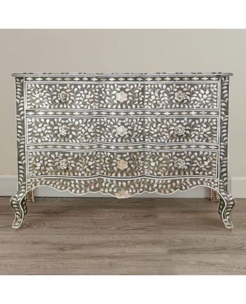 Handmade Mother of Pearl Floral Pattern Sideboard