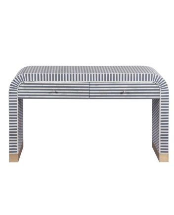 Handmade Bone Inlay 2 Drawer waterfall Pattern Console Table