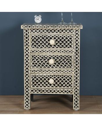 Handmade Bone Inlay Fish Scale Pattern Bedside Furniture