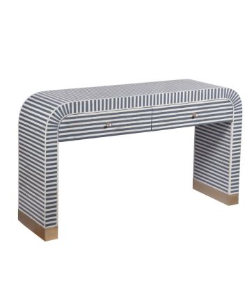 Handmade Bone Inlay 2 Drawer waterfall Pattern Console Table