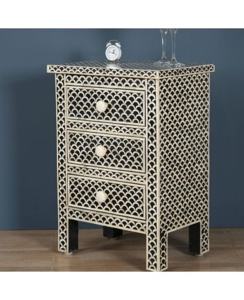 Handmade Bone Inlay Fish Scale Pattern Bedside Furniture
