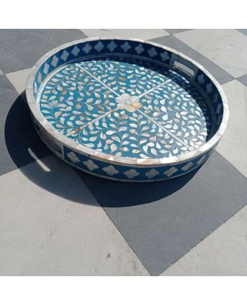 Handmade Mother of Pearl Floral Pattern Serving Tray