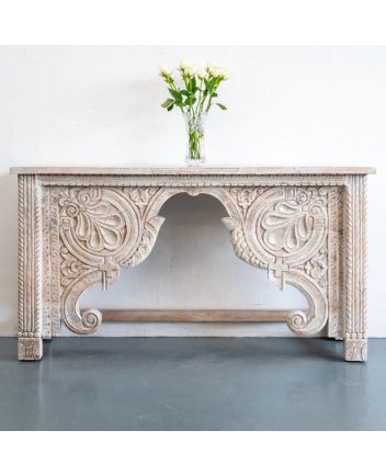Handmade Carved Wooden Console Table