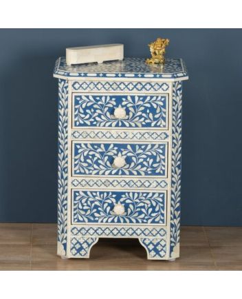 Handmade Bone Inlay Floral Pattern Bedside Furniture
