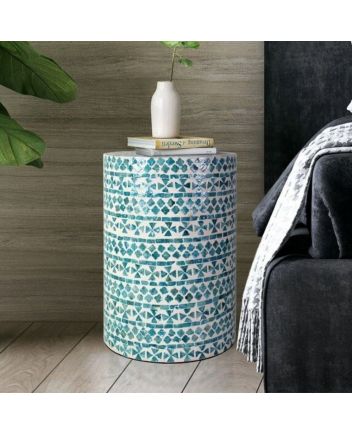Handmade Mother of Pearl Modern Pattern End Table