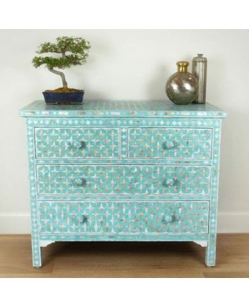 Handmade Mother of Pearl Geometric Pattern Sideboard