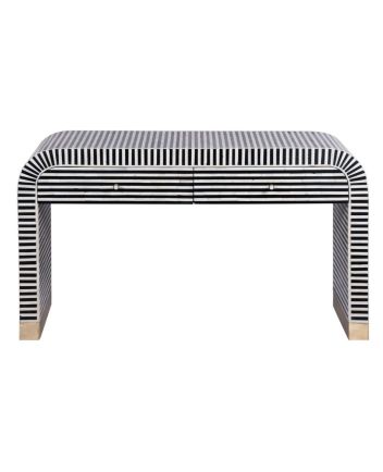 Handmade Bone Inlay 2 Drawer waterfall Pattern Console Table