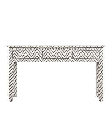 Handmade Bone Inlay 3 Drawer Zig -zag Design Console Table