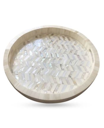 Handmade Mother of Pearl Floral Pattern Serving Tray