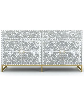 Handmade Mother of Pearl Floral Pattern Sideboard