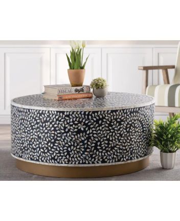 Handmade Mother of Pearl Floral Pattern Coffee Table